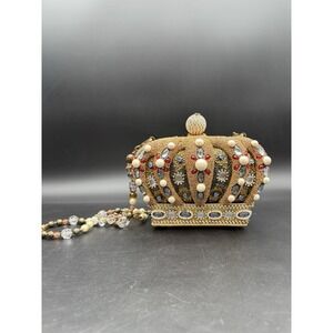Mary Frances Queendom Gold Crown Beaded Handbag Purse